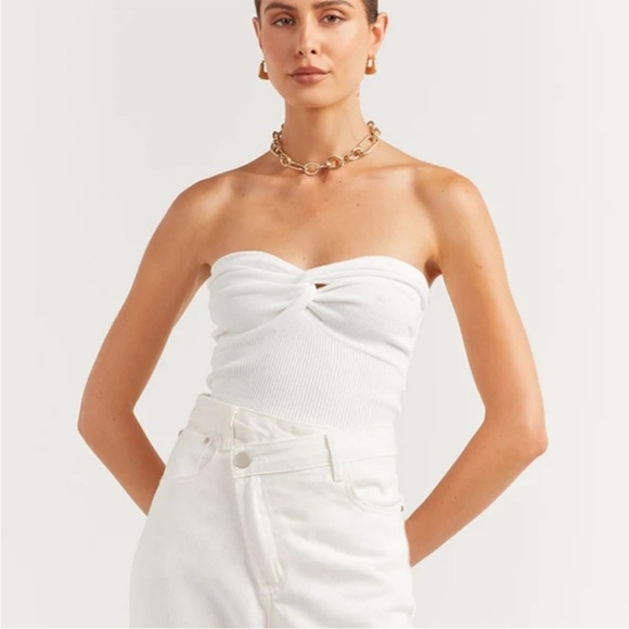 Dissh Anika Twisted Knit Top in White US 4 - Picture 2 of 15